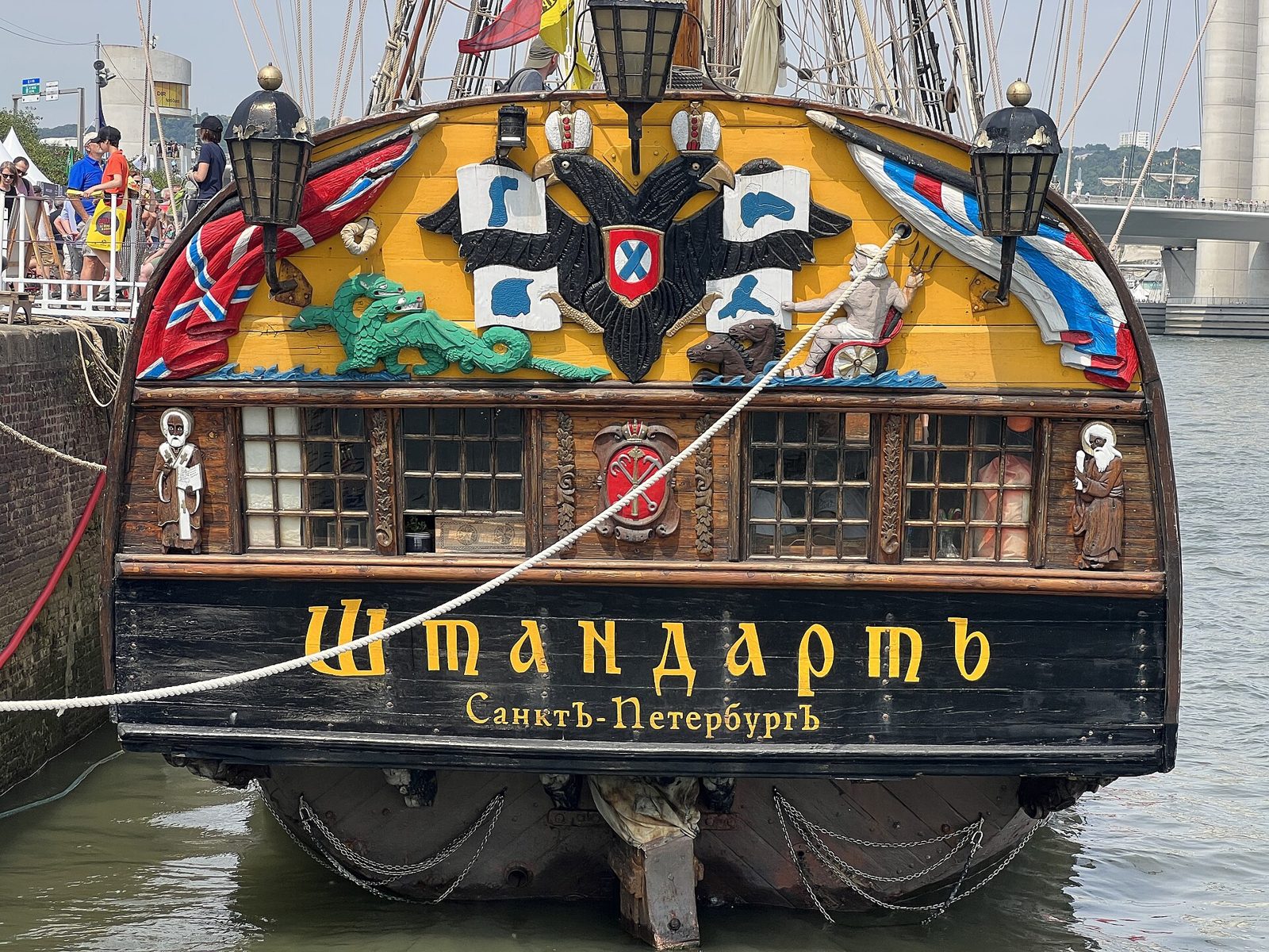 Tall ship Shtandart on the Seine during the Armada de Rouen 2023