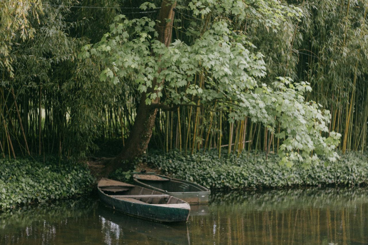 Barques sur l'étang du jardin d'eau de Monet à Giverny